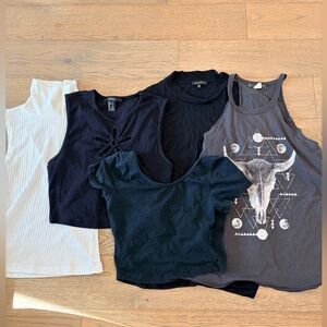 Set of 5 shirts (Brandy Melville, Billabong, Forever 21)